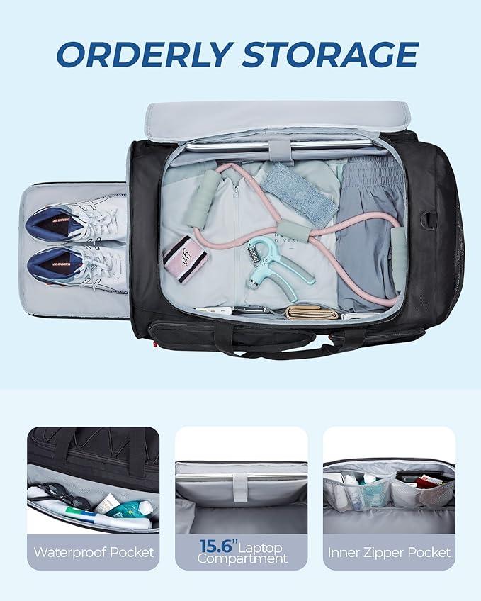 BAGSMART Gym Bag for Women & Men, 35L/63L Sports Travel Duffel Backpack with Shoe Compartment Laptop Compartment, Water Resistant Carry On Weekender Bag for Airplane