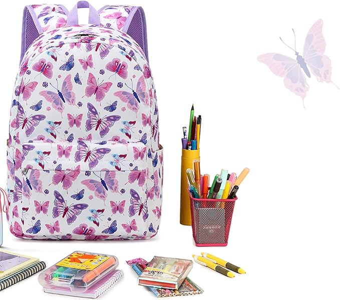CAMTOP Preschool Backpack for Kids Girls Butterfly Toddler Backpacks Kindergarten School Bookbags(Age 3-8, Colorful Butterfly)
