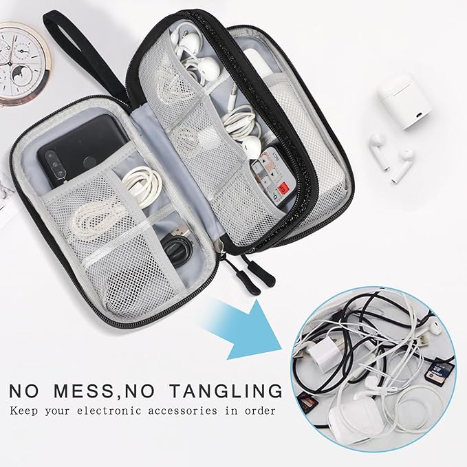 Skycase Electronic Organizer Travel Case - Waterproof Travel Cord Pouches for Organization, Cable Organizer, All-in-One Double Layers Storage Bag for Accessories, Charger, Cable - Medium