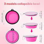 SLSON Dog Bowls Pet Collapsible Bowl with Cover Lids,2 Pack Dog Travel Bowls Portable Foldable Cat Water Dish Bowl for Pets Walking Parking Camping (Pink and Purple, Large)