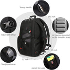 SHRRADOO Extra Large 50L Travel Laptop Backpack with combination lock, College Backpack Airline Approved Business Work Bag Fit 17 Inch Laptops for Men Women,Grey