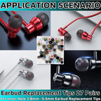 54Pcs Earbud Replacement Tips，Ear Bud Rubber Tips Silicone Earbud Tips Earbud Covers Silicone Tips Headphone Covers for Ears Headphone Ear Covers Replacement (Inner Hole 3.8mm -5.1mm) 27 Pairs S M L