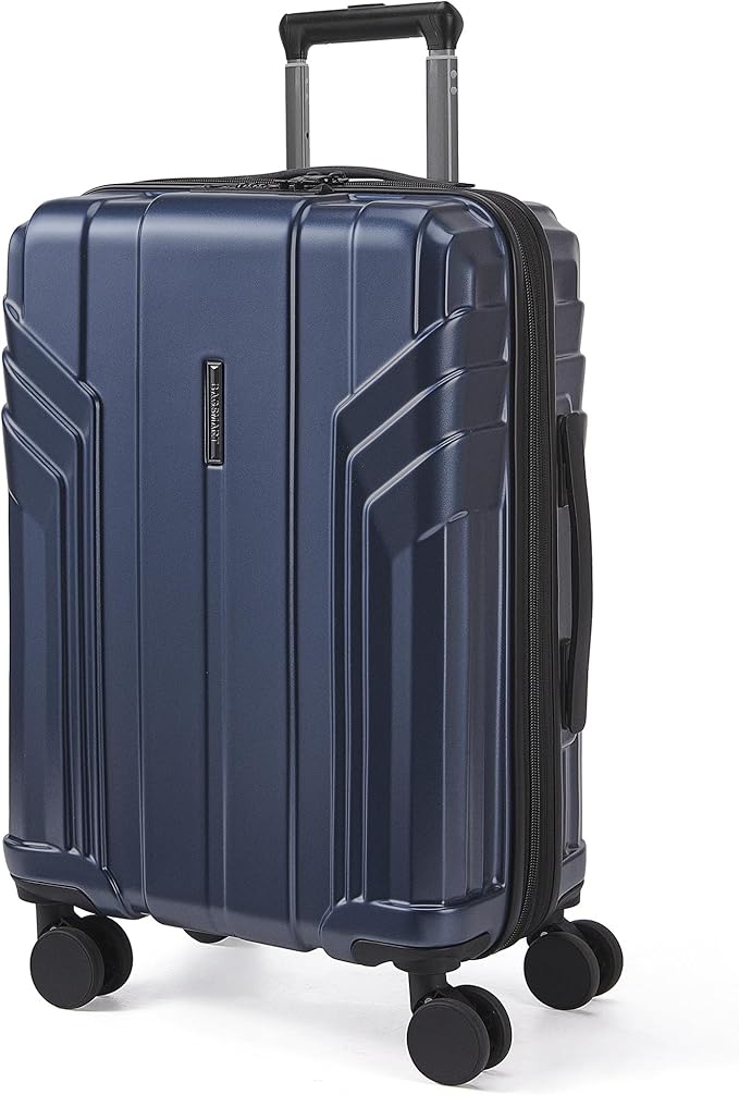 BAGSMART Expandable Carry On Luggage 22x14x9 Airline Approved, 20 Inch Travel Luggage with Spinner Wheels, Lightweight Hard Shell Suitcase Carry on Dark Blue