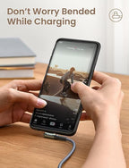 AINOPE 2-Pack 0.5ft USB C Cable, 3.1A Fast Charging, Right Angle, Durable Nylon Braided, Compatible with Galaxy S22 S21 Plus S20, Note 10 9 LG, Type C Charger