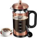 YMMIND 34 Ounce French Press Coffee Maker Copper Stainless Steel Coffee Press, with 4-Level Filter System, Heat Resistant Thickness Borosilicate Glass, BPA-Free Brewed Coffee Pot for Camping Gifts