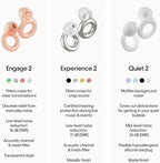 Loop Engage 2 Ear Plugs, Everyday 16 dB Noise Reduction Earplugs with Clear Speech for Social Gatherings, Work, Conversation, Parenting & Noise Sensitivity Relief, Clear