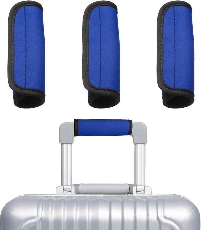 uxcell 3 Pcs Luggage Handle Wrap for Suitcase, Neoprene Handbag Grip Cover Protector Luggage Identifiers Suitcase Handle Wraps for Luggage Shopping Bag Travel Bags, Blue