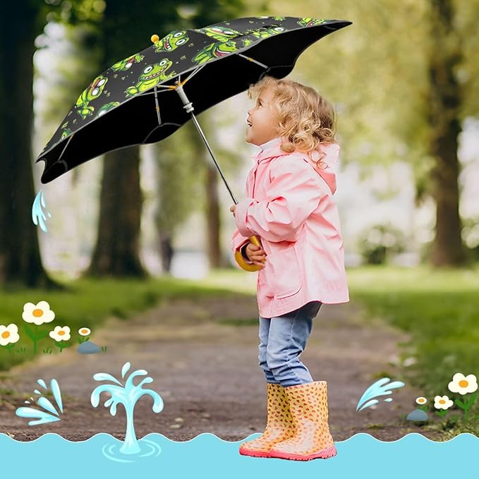 ALAZA Kids Umbrella Stick Umbrellas Cute Umbrella for Boys Girls Toddler UV/Sun Rain Windproof
