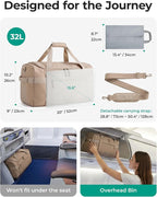 BAGSMART Travel Duffel Bags for Women, 32L Gym Duffle Bag with Laptop Compartment, Carry On Weekender Overnight Bag, Shoe Bag, PVC Wet Pocket, Dark Brown