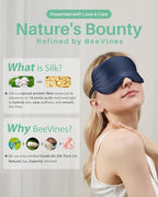 BeeVines 100% Real Mulberry Silk 2 Pack Sleep Mask, Pure Silk Eye Masks with Adjustable Strap for Sleeping, 100% Block Light Eye Sleep Shade Cover, Reduces Puffy Eyes Traveling Gifts(Black & Blue)