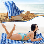 Redbaker 16 Packs 59 x 28 inches Oversized Vertical Stripe Beach Towel Bulk Extra Large Pool Towels Set Microfiber Quick Dry Swim Towel Blanket for Women Men Adult Bath Travel(Blue)