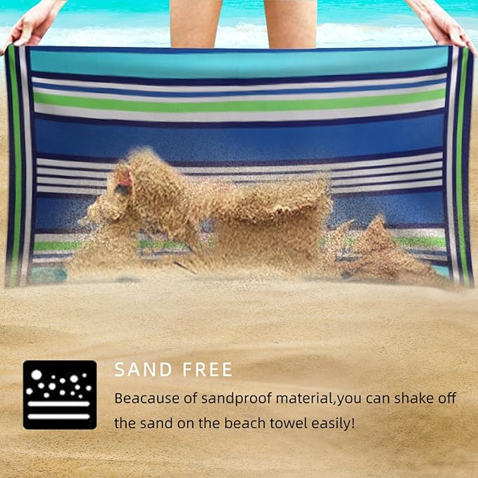 Beach Towel Microfiber 60"x30" Lightweight Quicy Dry Stripes Travel Towels Swim Pool Yoga Gym Camping for Adults Women Men Beach Essentials Accessories Vacation Gift (Stripes, 1 pcs)