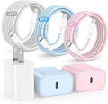 20W USB C Fast Charging for iPhone 17 Air/16/15 Pro Max,3Pack Colorful Mixed Charger Block with Braided Long USB C to C Cables (6/6/10ft) Compatible with iPhone16/15 Pro/15 Plus/iPad Pro