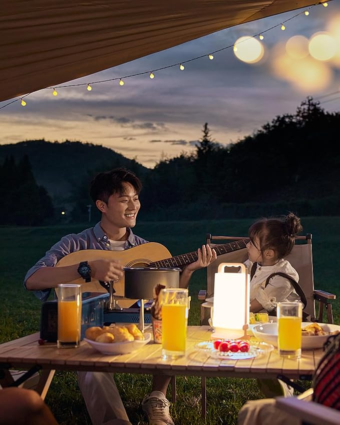 Solar Camping Lantern, Rechargeable Battery Powered Camping Light 6000mAh Up to 80HRS Lasting, Dimmable Night Lamp, Survival Gear for Emergency, Power Outages, Outdoor, Indoor Use