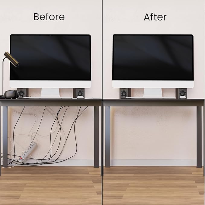 EVEO Cable Management Under Desk Kit (12 Units)- Under Desk Cable Management Cord Cover, Cable Hider Cord Management Under Desk Cable Organizer Cord Organizer Tray - 96''J Channel 12X16 - White