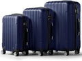 3 Piece Luggage Sets, Lightweight ABS Suitcase with 4 Spinner Wheels ＆ TSA Locks, Hardside Carry On Luggage Durable Suitcase Set for Family Travel Business - Tibetan Blue, 20/24/28