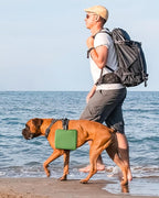 Collapsible Portable 2-in-1 Dog Bowl, Integrated Travel Dog/Cat Food Water Bowl, Silicone Foldable Expandable Bowl with Carabiner - Anti-Spill and Anti-Skid - for Camping/Traveling LPFLASAT (Green)