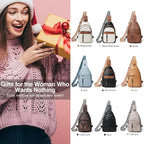 LATMAP 7L Sling Bag For Women Men Backpack Fanny Pack Crossbody Chest Travel Shoulder Belt Bags Purse Handbag PU Leather