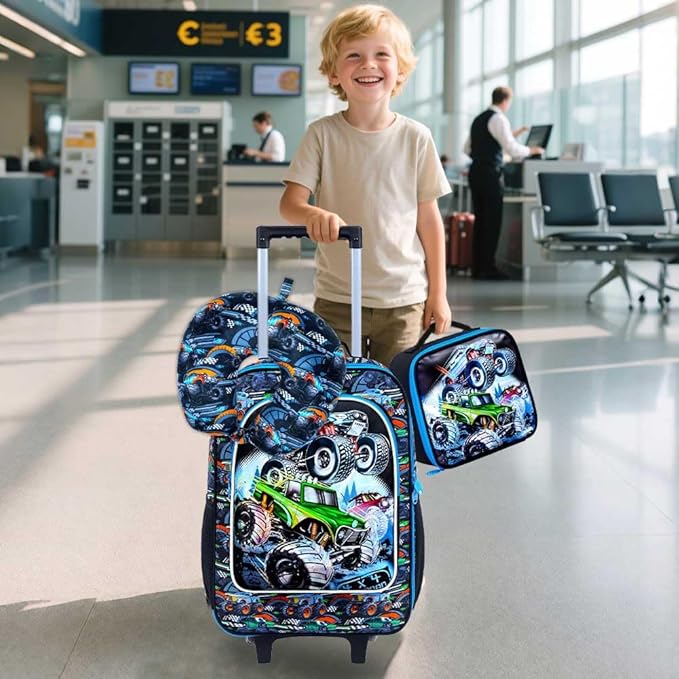 WZLVO Kids Luggage for Boys and Girls, Cute Dinosaur Unicorn Rolling Wheels Suitcase for Toddler Children
