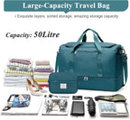 Large Travel Duffle Bag,Carry on Overnight Weekend Bag with Shoes Compartment,Weekender Bags for Women for Travel Business Trips Sport Hospital,2Pcs,Peacock Blue