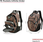 Swissdigital Laptop Backpack with USB Charging Port, Travel Backpack Fits 15.6 inches Computer, 31L Backpack for Men and Women, Brown Leopard | SD803-103