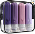 Mrsdry Travel Bottles for Toiletries, Tsa Approved 3oz Travel Size Containers BPA Free Leak Proof Refillable Liquid Silicone Squeezable Travel Accessories for Shampoo Conditioner Lotion (4 Pack)