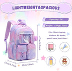 PIG PIG GIRL Kids Backpack for Girls - School Bags for Middle School Students - Book Bag for Elementary Primary - Kawaii Ita Backpack - Purple