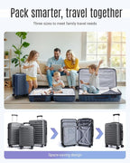 LIGHT FLIGHT Luggage Sets, 3 Piece Durable Suitcase Set with Spinner Wheels, 3 Pcs Hardside Lightweight luggage with TSA Lock, Large Checked Travel Suitcases, 20/24/28 Inch, Gray