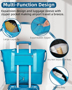 LARVENDER Carry on Luggage 22x14x9 Airline Approved, Expandable 20 Inch Hardside Suitcase with Wheels TSA Lock, PC+ABS Lightweight Carry on Suitcases for Women, Ocean Breeze (20/DB/TB)