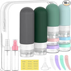 ME.FAN 18 Pack Travel Bottles for Toiletries, TSA Approved Silicone Portable Size Bottle, Refillable Cosmetic Container Kits for Conditioner, Shampoo, Lotion,Face Cream - Blue