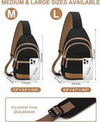 Capolo Sling Bag for Women Men Waterproof Crossbody Bags for Women Trendy Casual Fanny Pack with Convertible Shoulder Strap Chest Bag for Travel Hiking(Black, Medium)