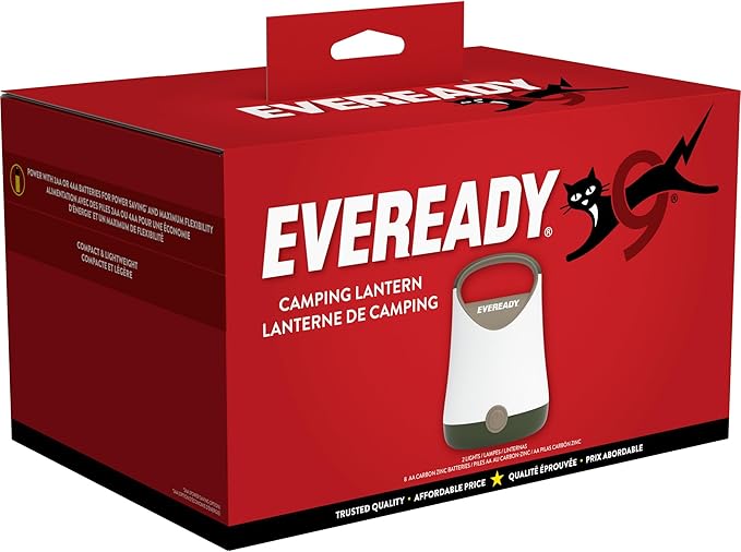 Eveready LED Camping Lantern X-250 (2-Pack), Super Bright Tent Lights, Rugged Water Resistant LED Lanterns, 100 Hour Run-time (Batteries Included), Green/Tan