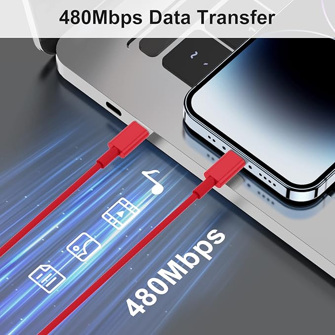 2Pack Red Fast Charger Cable 6ft [Apple MFi Certified], USB Type C to Lightning Cable 6 Foot Apple iPhone Charging Cord for Apple iPhone 14 13 12 Pro XR XS Max X 8 Plus