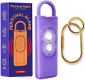 Halo-Siren Keychain, HaloSiren Personal Safety Alarm - 130db Loud Alarm Keychain with LED Strobe Light, Compact Emergency Siren (Double Flashing Lights - Purple + Copper Ring)