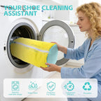 Shoe Washing Machine Bag 4pcs Reusable Sneaker Washing Bag with Built-in Fluffy Brushes for 360° All-Around Cleaning. Laundry Shoe Bag is Designed for Washer and Dryer （Yellow 4pcs）
