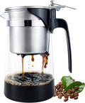 Pour Over Coffee Maker Set, 304 Stainless Steel Coffee Dripper with On/Off Switch, Borosilicate Glass Small Coffee Pot, 50 Filter Papers, Multi-Functional Immersion Drip Cafe Brewer Machine (1, 250ml)