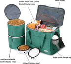 BAGLHER Dog Travel Bag Backpack Pet Supplies Backpack Pet Accessories Storage Bag 5-Piece Set With Shoulder Strap 2 Lined Pet Food Containers 2 Foldable Feeding Bowls Essential Kit for Pet travel