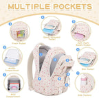PIG PIG GIRL Corduroy Backpack Kids Backpack for Girls School Bags for Middle School Students Book Bag for Elementary Primary Kawaii Ita Backpack, Beige Strawberry