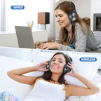 Rydohi Bluetooth Headphones Over Ear, 68H Playtime 3 EQ Music Modes Wireless Headphones with Microphone/Deep Bass, Foldable Lightweight Headset for PC Home Travel Office(Black Blue)