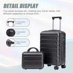 Kids Luggage Sets for Girls, 2 Piece Luggage Set, 20 Inch Rotating Wheel Suitcase with 14 Inch Cosmetic Case, Lightweight Hardshell Suitcase with 360° Spinner Wheels for Travel (Gray)