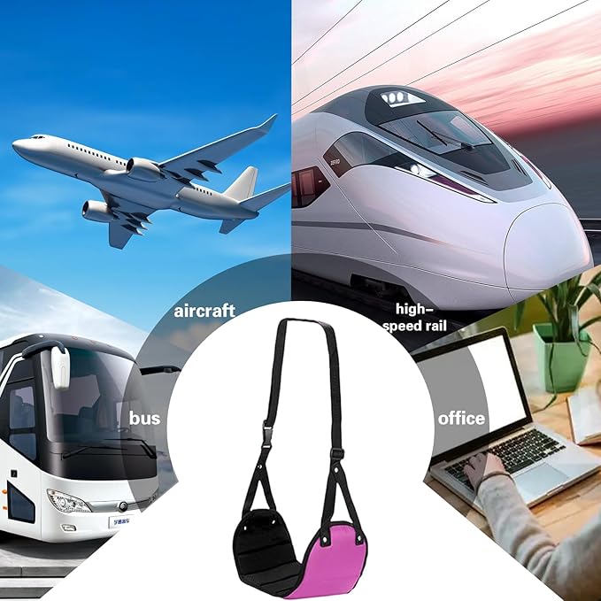 Foot Hammock, Perfect Airplane Foot Hammock to Relax Your Feet - Travel Essentials Comfy Foot Hanger Plane Footrest for Long Trip (Rose red)