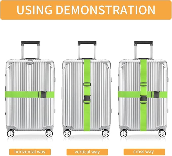 BILIONE 8 Pcs Luggage Straps, 79" Long Belts Keep Suitcase Secure While Traveling, TSA Approved Add a Bag Premium Accessory for Travel Bag Closure (8Pcs Blue)