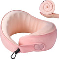 KPNEOL Travel Pillow, 100% Pure Memory Foam Travel Neck Pillow Airplane Neck Support Ergonomic Design for Traveling Suitable for Airplanes,Offices and Cars-Cooling Silk Light Pink