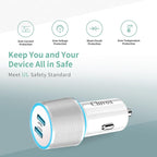 90W Car Charger USB C Fast Charge for iPhone 17 Pro Max/Air/17e/16 Plus/16e/15/iPad/MacBook Neo Phone Automobile Accessories, 2 Pack Dual 45W USBC Port Cigarette Lighter Adapter with 3.3FT Type C Cord