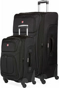 SWISSGEAR Sion Softside Expandable Spinner Luggage Durable Lightweight Travel Suitcase, Black, 2-Piece Set (21/29)