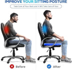 Gel Seat Cushion for Long Sitting Pressure Relief (Super Large & Thick) - Non-Slip Gel Chair Cushion for Back,Sciatica,Tailbone Pain Relief - Seat Cushion for Office Desk Chair,Car Seat,Wheelchair