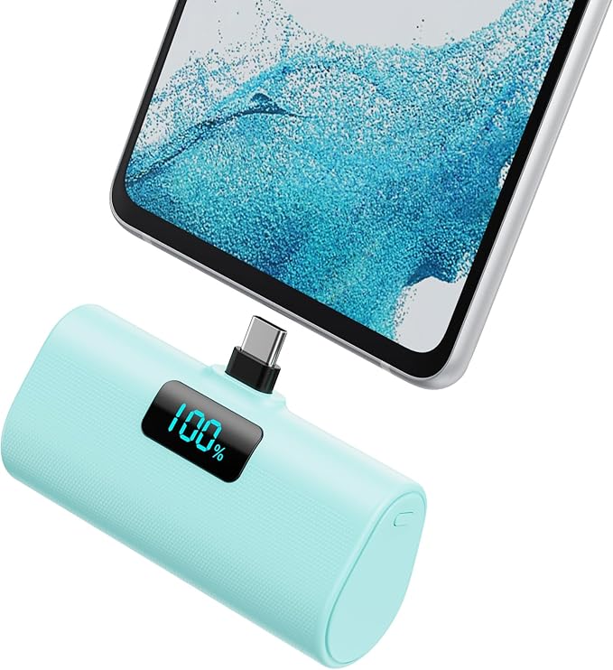 Mini Portable Charger USB C Power Bank,Upgraded 5500mAh PD Fast Charging Battery Pack Built-in USB-C Connector Travel Essential for iPhone17/17Pro/17Pro Max/Air/16 Plus/16Pro Max/15 Series (Green)