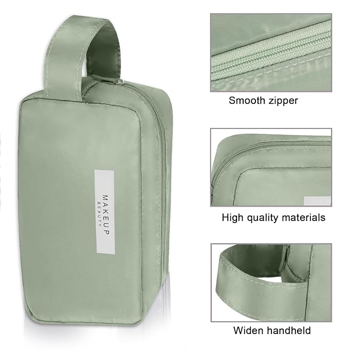 Queboom Travel Makeup Bag Cosmetic Bag Makeup Bag Toiletry bag for women and men (Green-3pcs)
