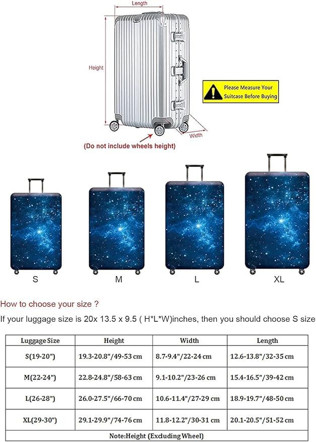 Luggage Cover, Protective Washable Suitcase Cover - Travel Elastic Spandex Suitcase Protector Fits 19 to 20 Inch Galaxy