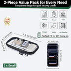 YQBRAO 2-Pack Small Clear Hard Shell Zipper Case Black, 1.2mm Heavy-Duty Crush-Proof Makeup Bag, TSA Approved Toiletry Bag, Rigid Diaper Bag Organizer Pouches for Cables, Tech & Snacks